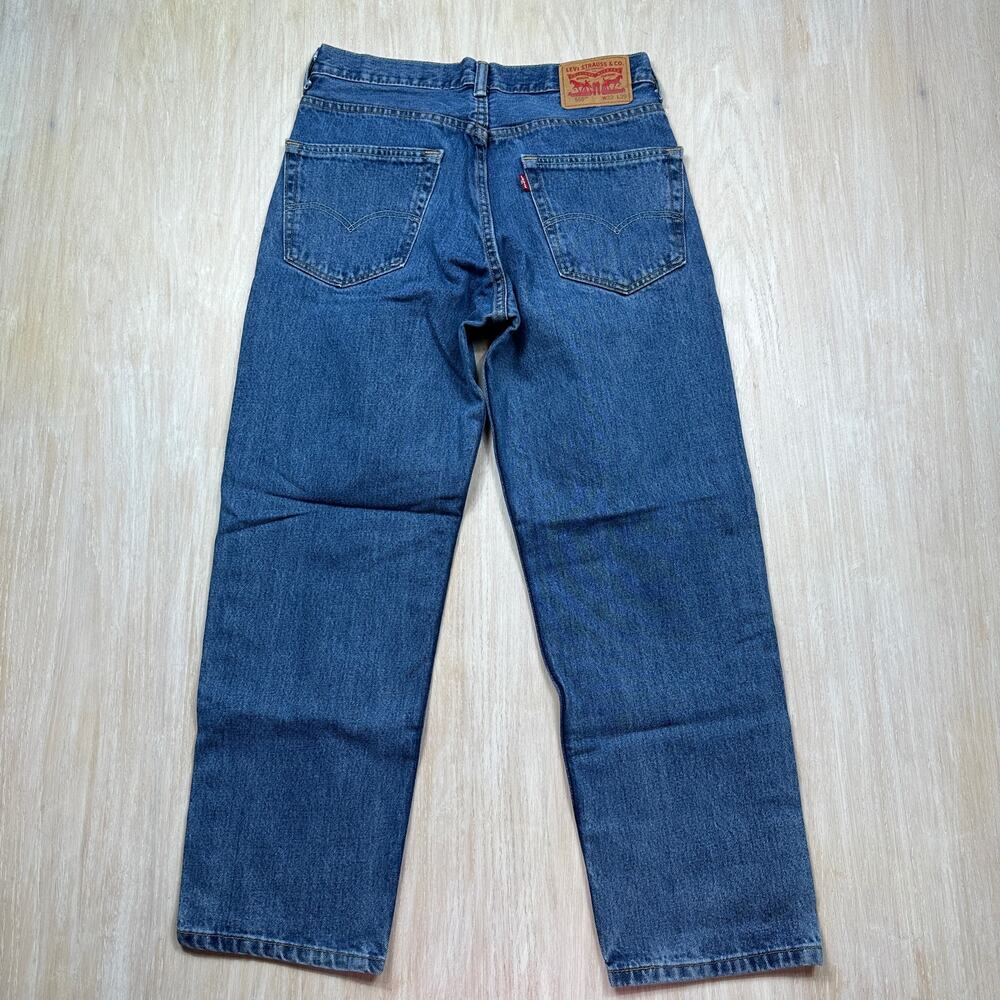 Levis 550 Relaxed Fit Dark Wash 100% Cotton Non Stretch Tapered Jeans 32x29